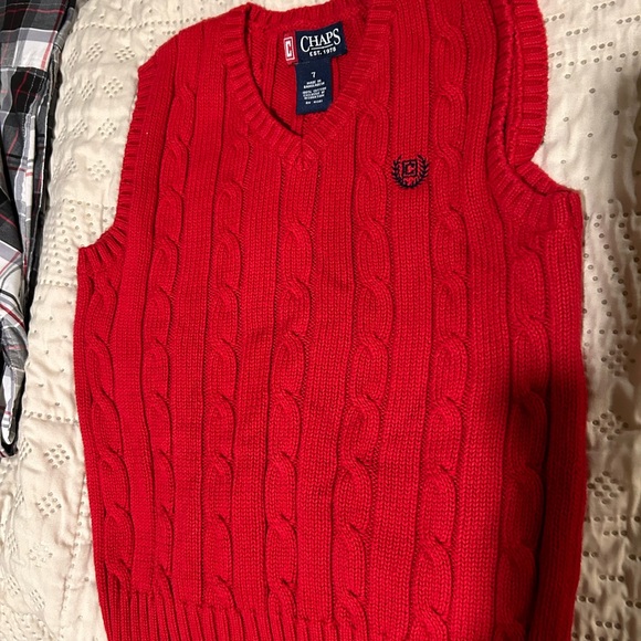 Chaps Red Sweater Vest Size 7 **EUC** - Picture 3 of 3